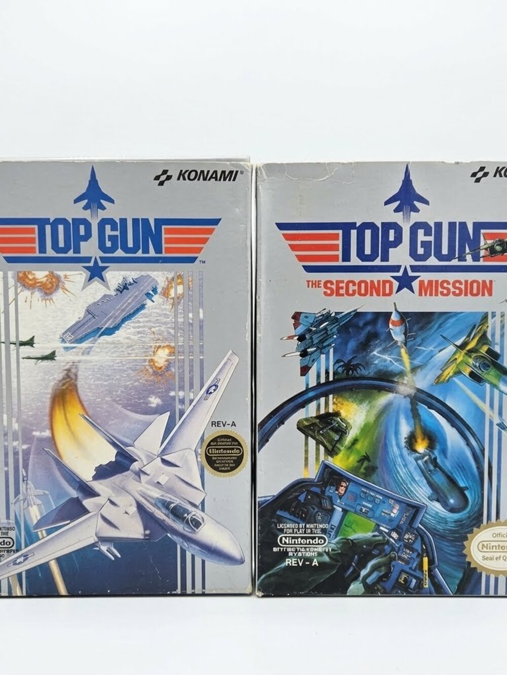 Top Gun 1 & 2 NES Nintendo Game Set CIB 1987 1990 Konami Vintage